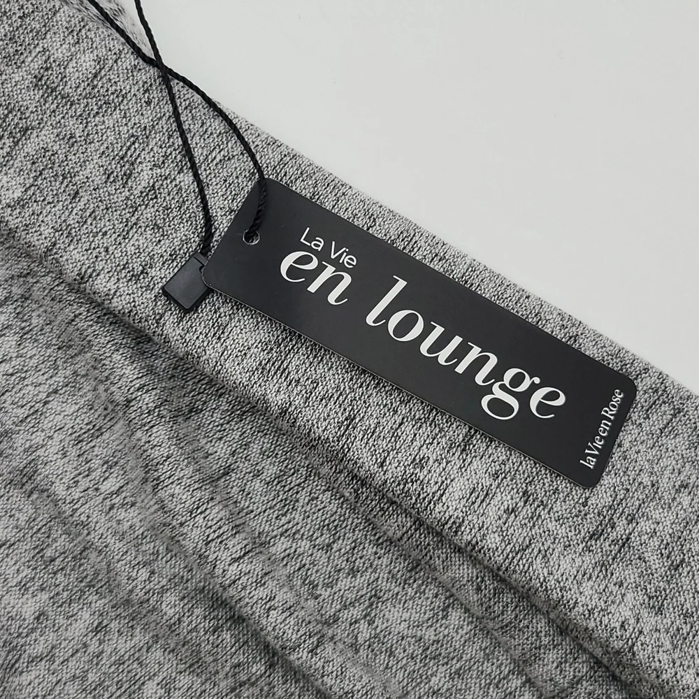 La Vie en Rose Open Front Hooded Cardigan Heathered Grey Pin Pockets Size XS / S - Picture 9 of 14